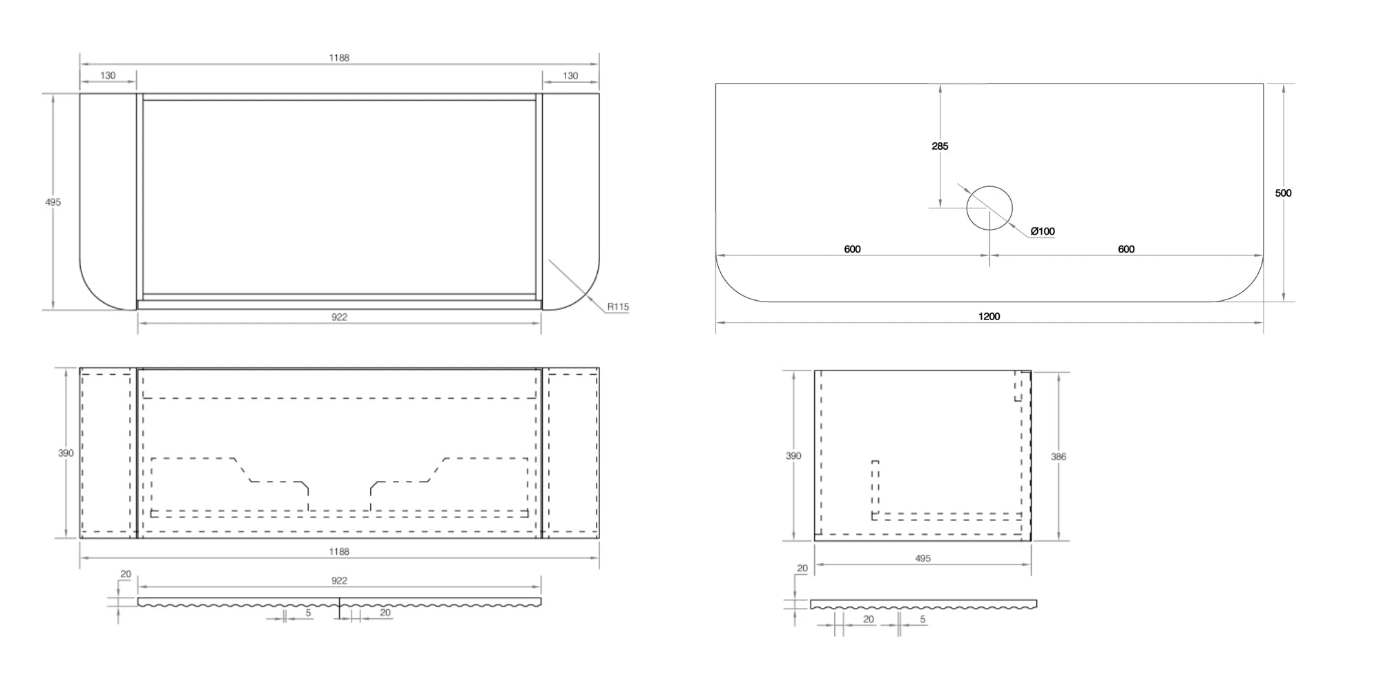 Cassa Design V-Groove Wall Hung Vanity