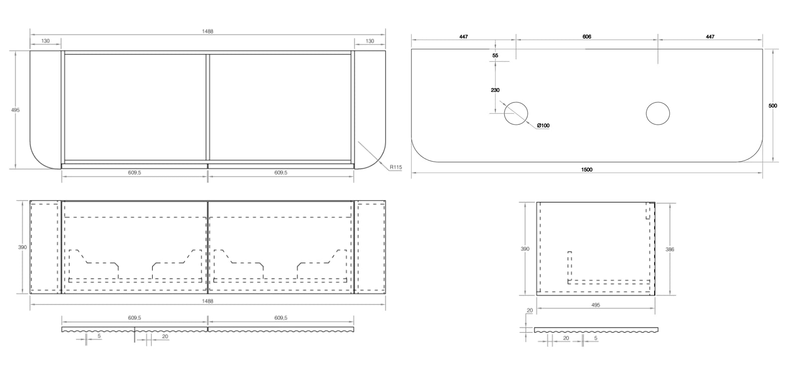 Cassa Design V-Groove Wall Hung Vanity