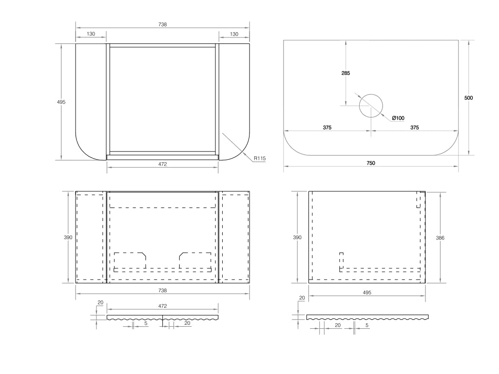 Cassa Design V-Groove Wall Hung Vanity