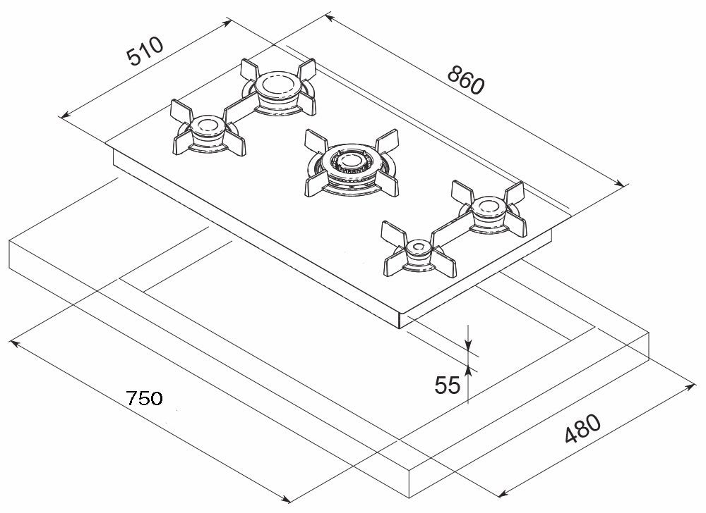 Kleenmaid 90cm Gas Cooktop GCTEK9020