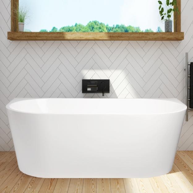 Cassa Design Auris 1700mm Back to Wall Bath Gloss White BT-AU1700