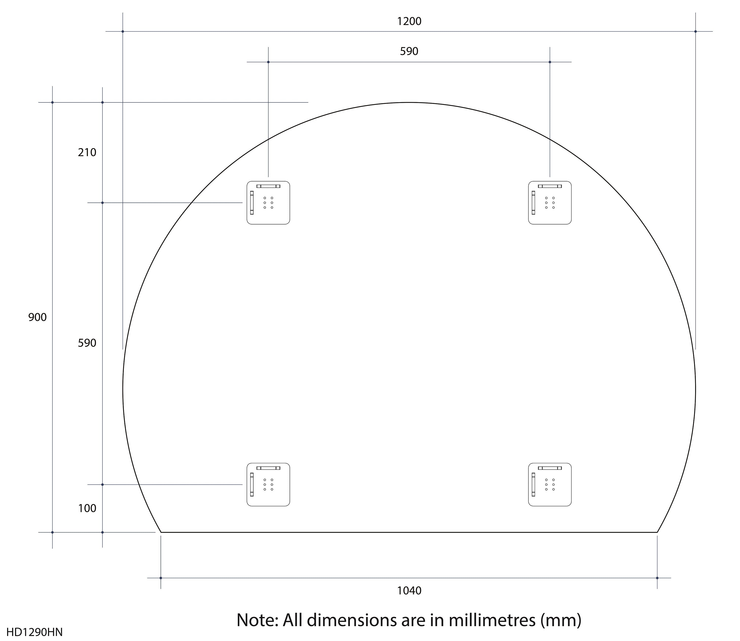 Thermogroup Ablaze Hamilton D-Shaped Polished Edge Mirror HD1290HN