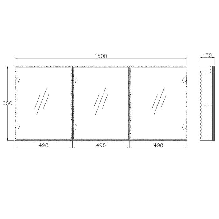 Otti Moonlight LED 1500mm Shaving Cabinet LED-PSV1500