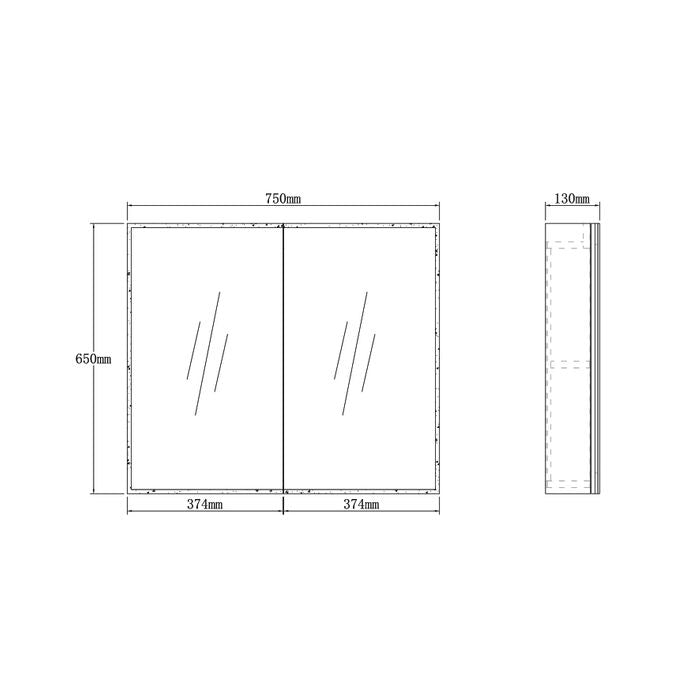 Otti Moonlight LED 750mm Shaving Cabinet LED-PSV750