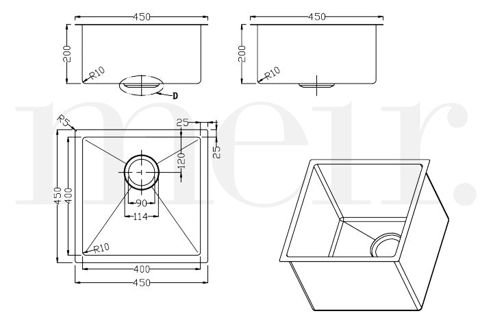 Meir Single Bowl Sink MKSP-S450450-NK