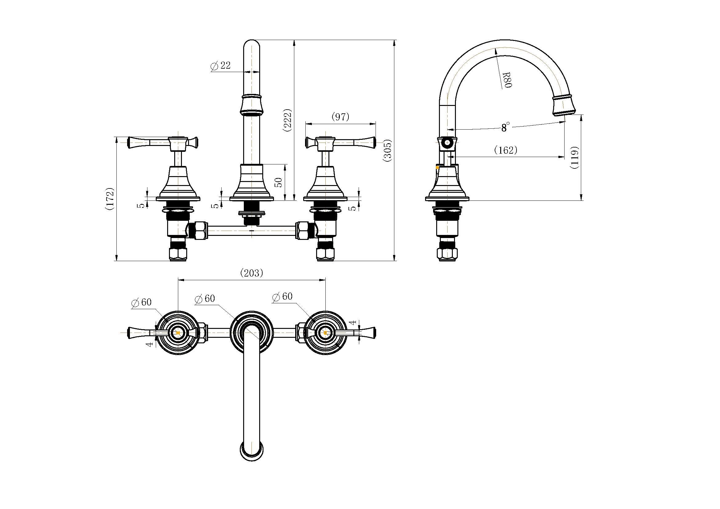 Modern National Montpellier Basin Set Chrome MON001-1