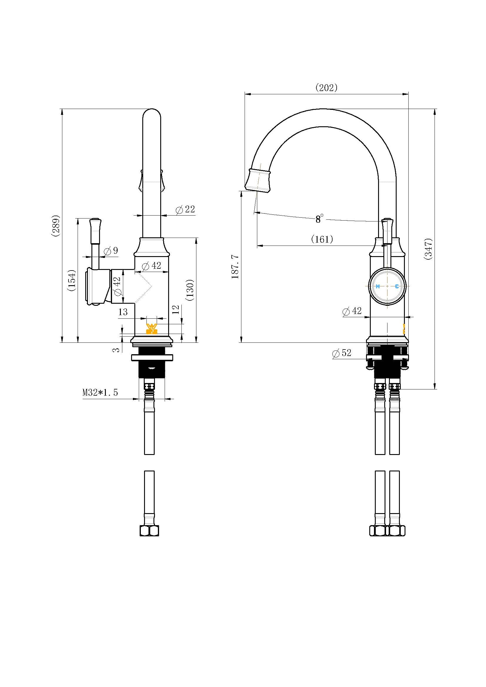 Modern National Montpellier High Rise Basin Mixer Chrome MON002