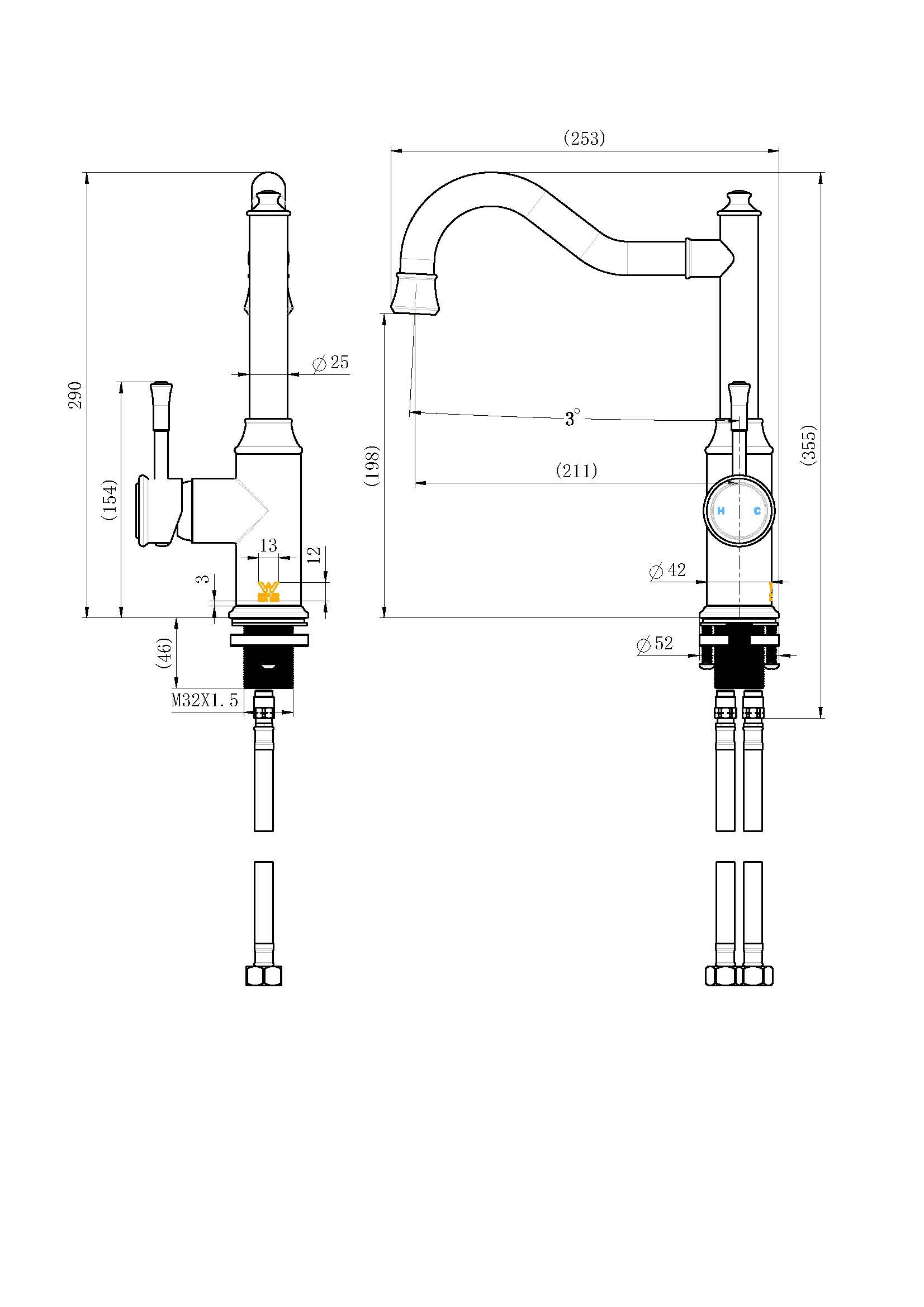 Modern National Montpellier Kitchen Mixer Chrome MON004-1