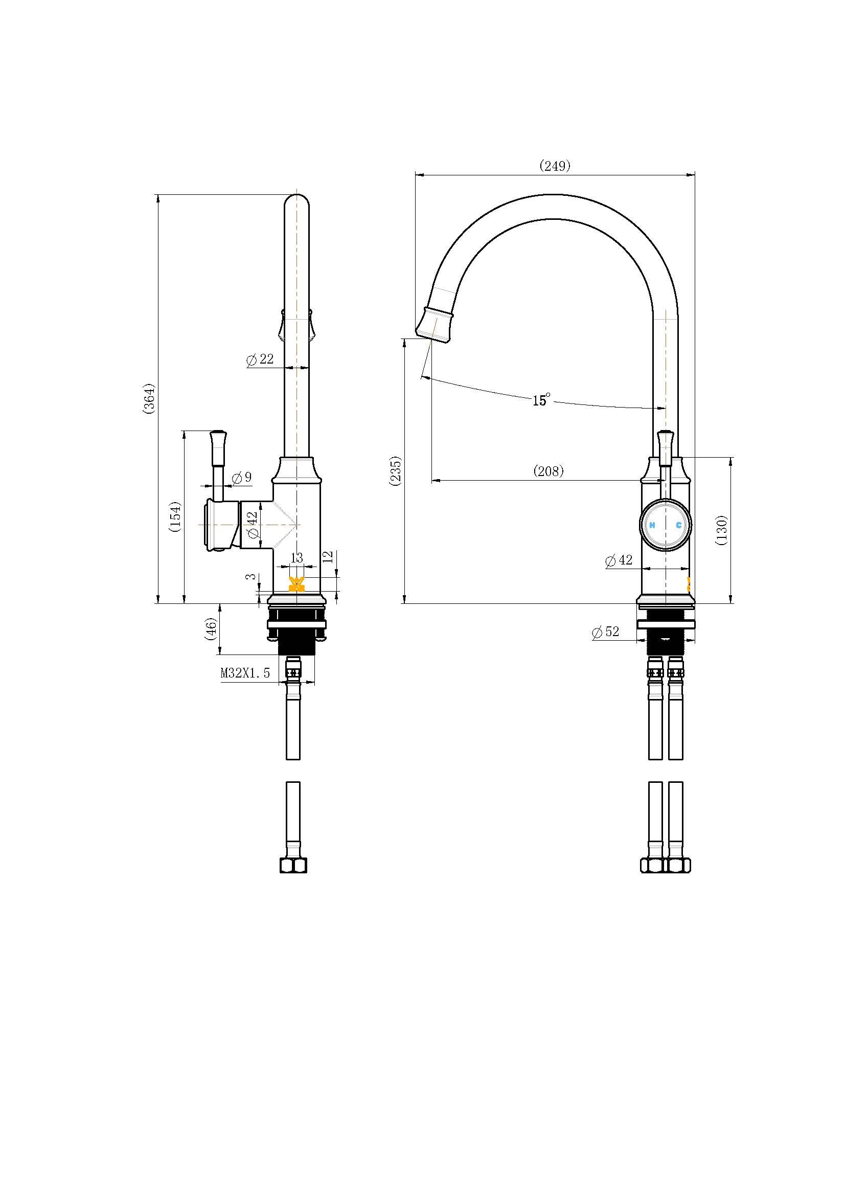 Modern National Montpellier Kitchen Mixer Chrome MON004