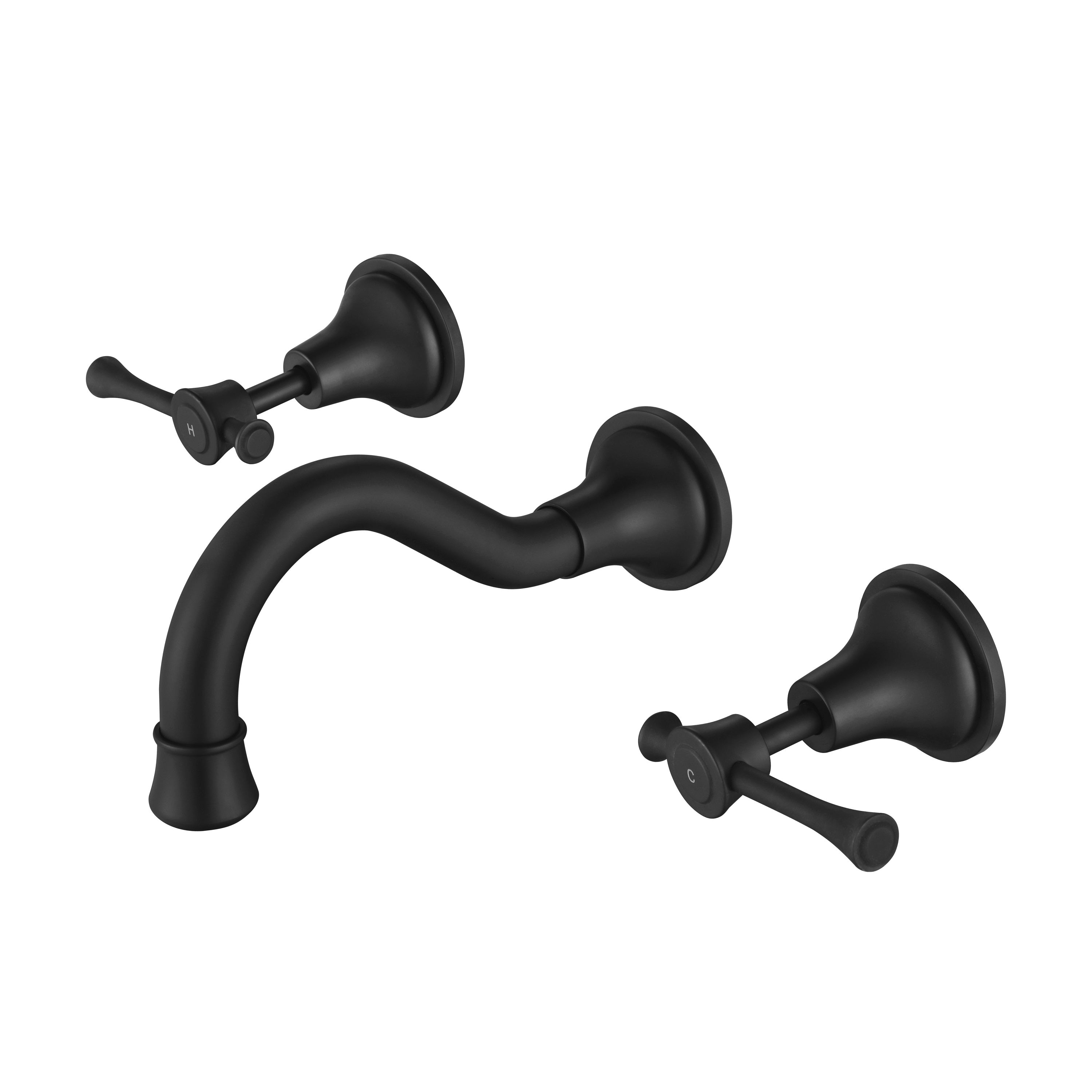 Modern National Montpellier Wall Bath Set Matte Black MON007BK
