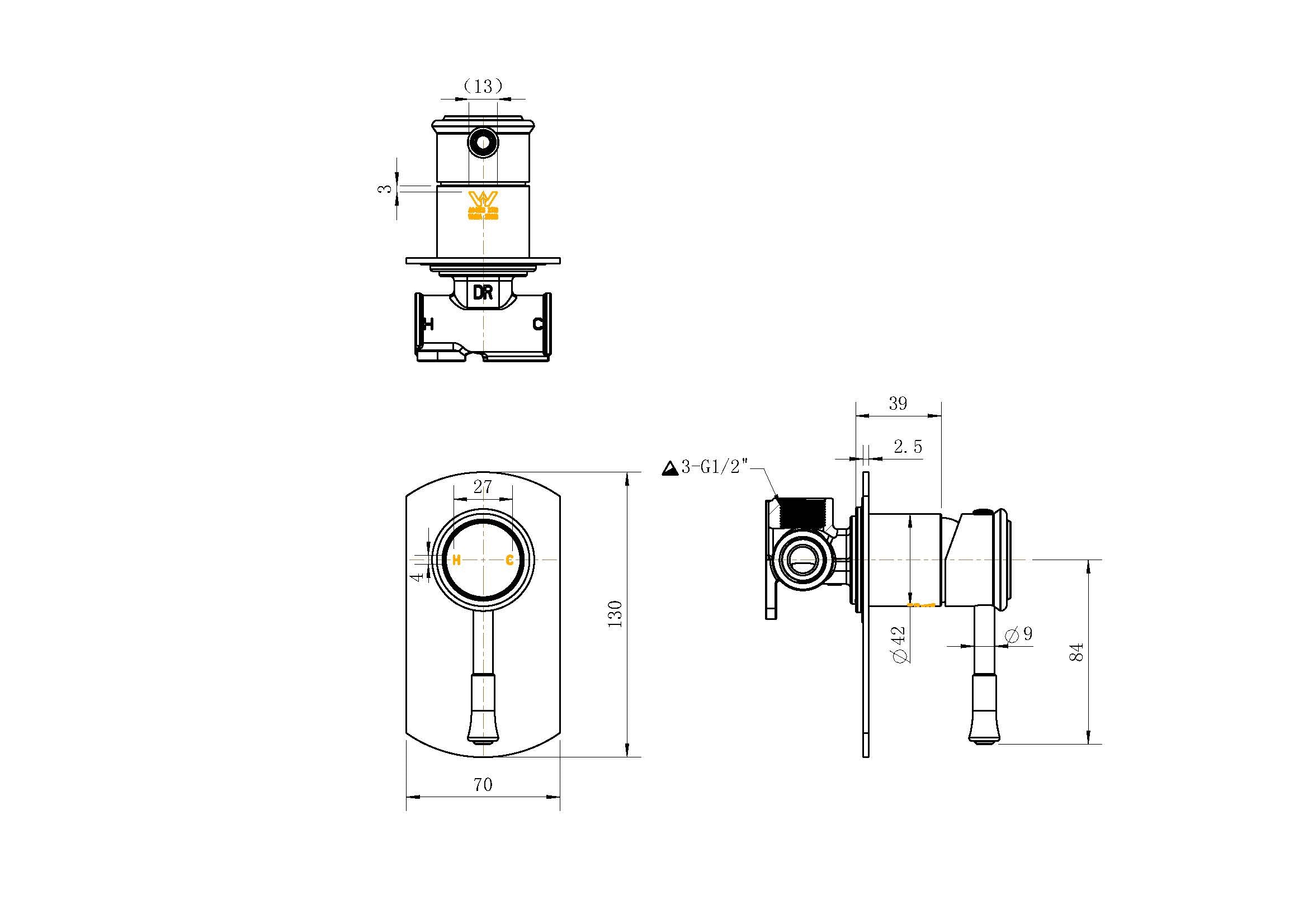 Modern National Montpellier Shower Mixer Matte Black MON008BK