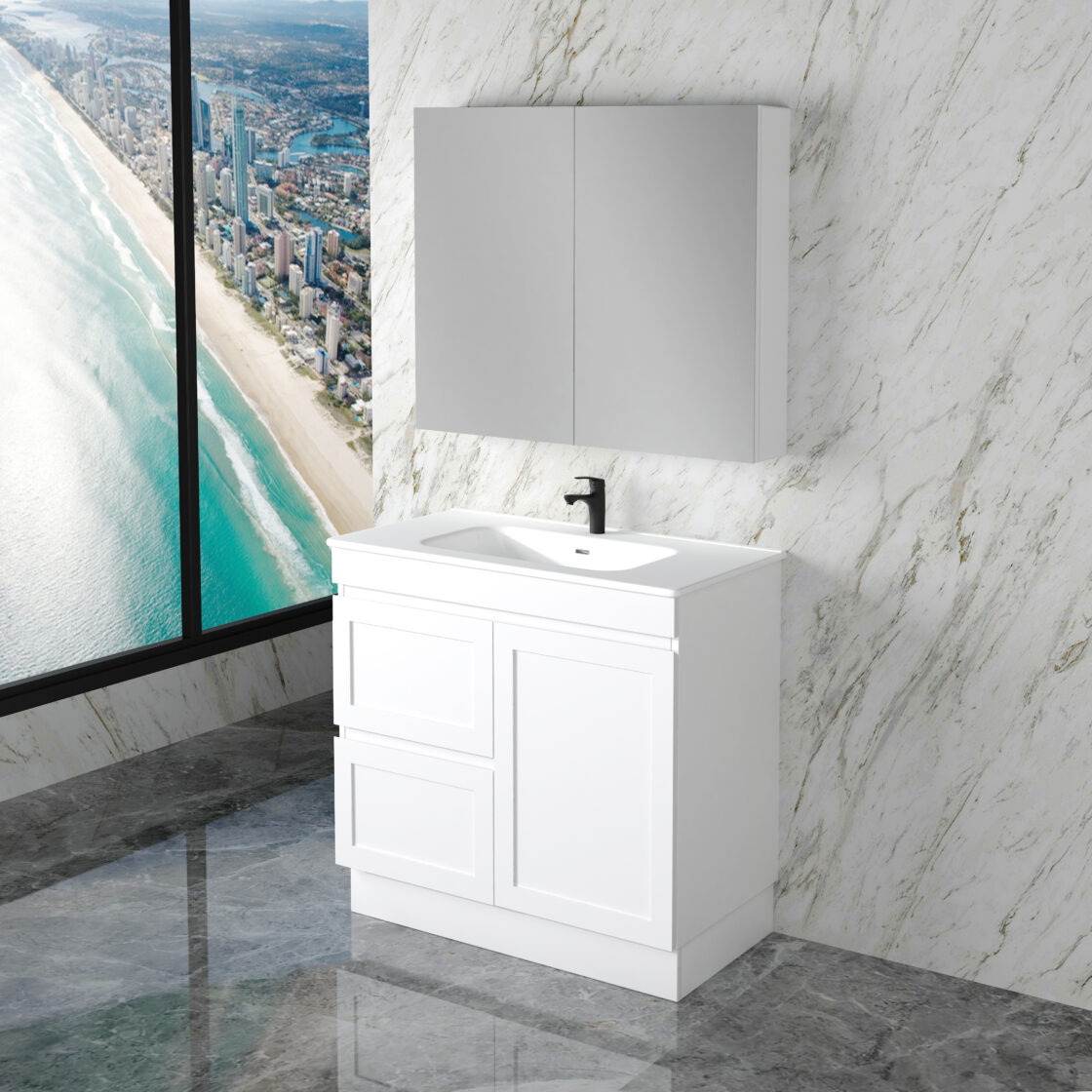 Miami 900mm Floor Standing Vanity Matte White