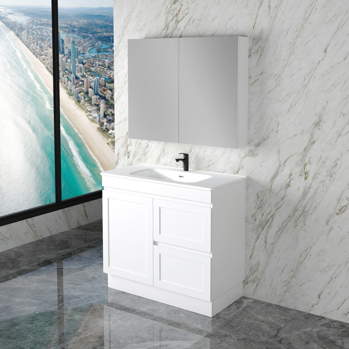 Miami 900mm Floor Standing Vanity Matte White