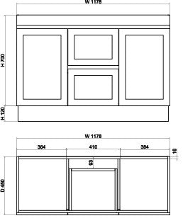 Miami 1200mm Floor Standing Vanity Double Bowl Matte White