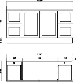 Miami 1500mm Floor Standing Vanity Matte White