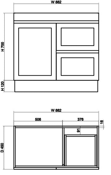 Miami 900mm Floor Standing Vanity Matte White