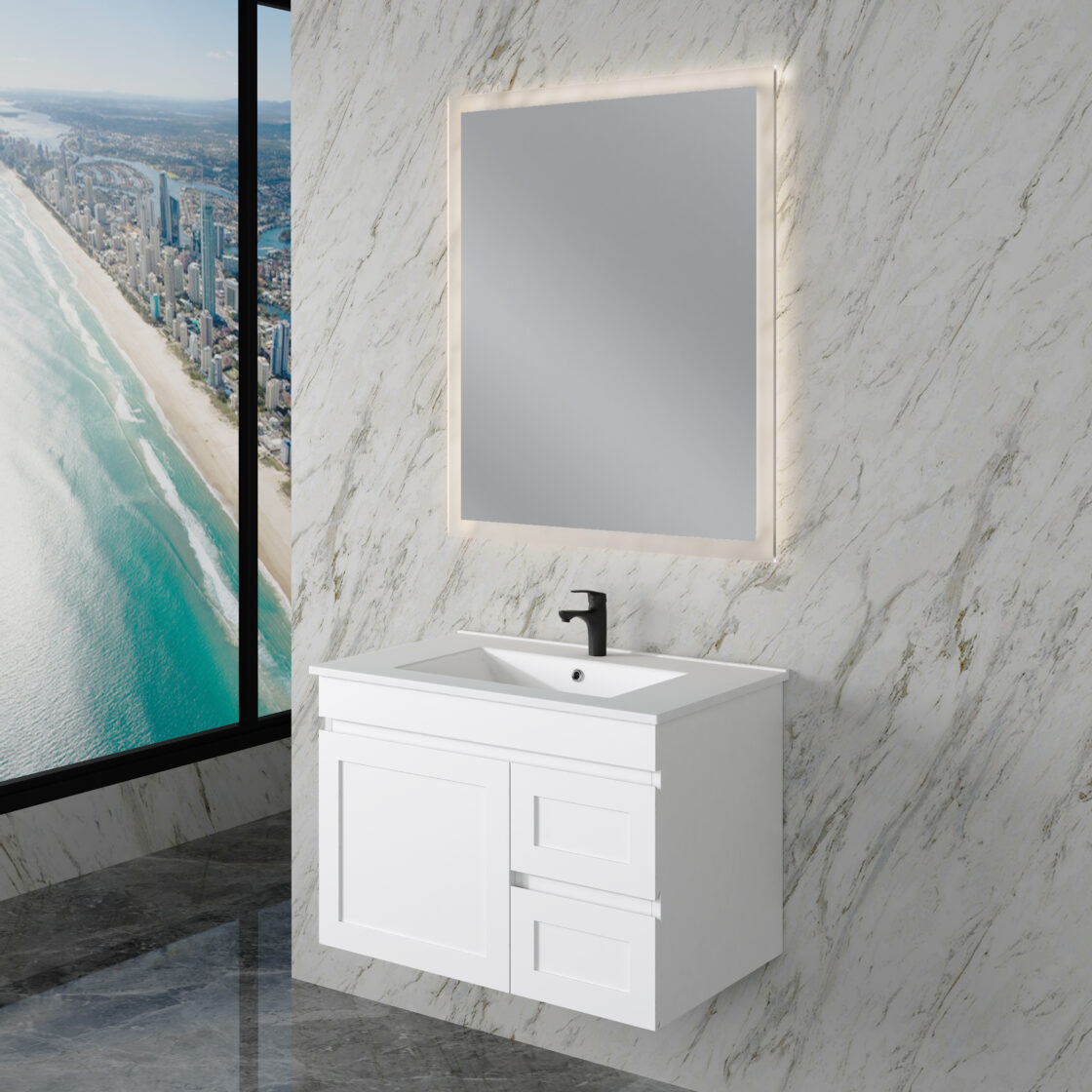 Miami 750mm Wall Hung Vanity Matte White