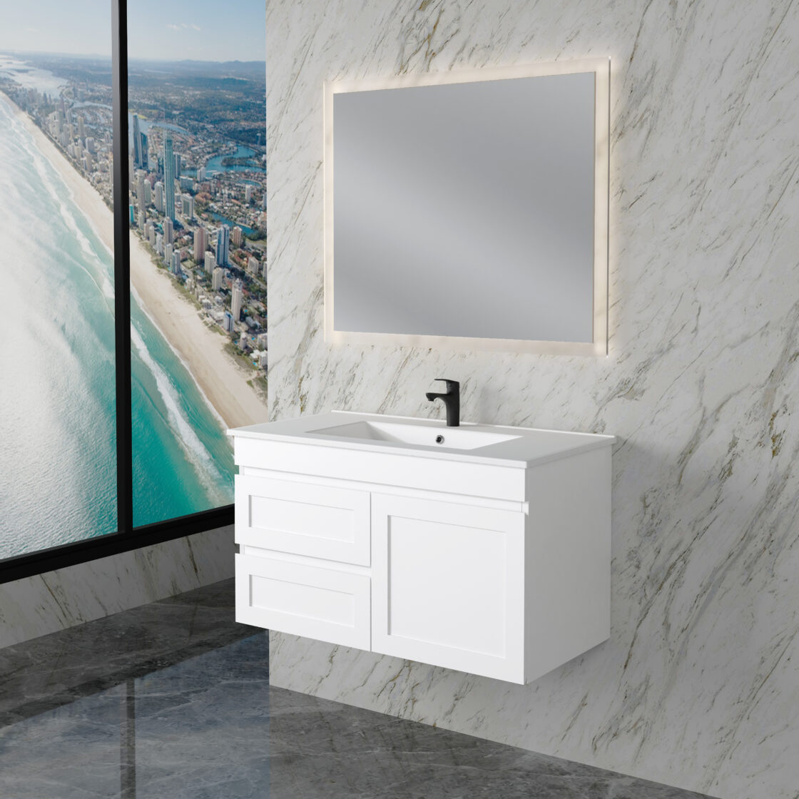 Miami 900mm Wall Hung Vanity Matte White