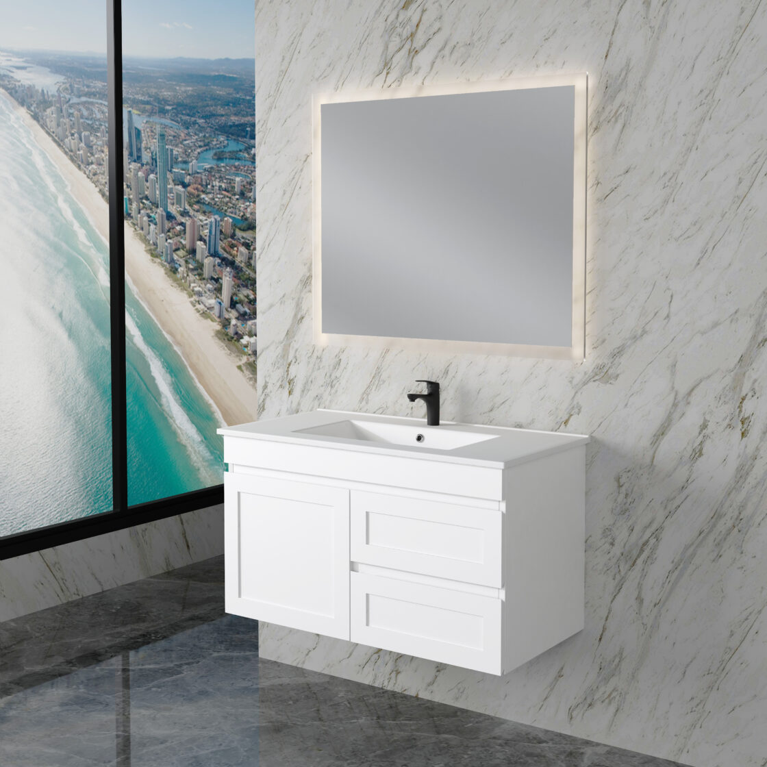 Miami 900mm Wall Hung Vanity Matte White
