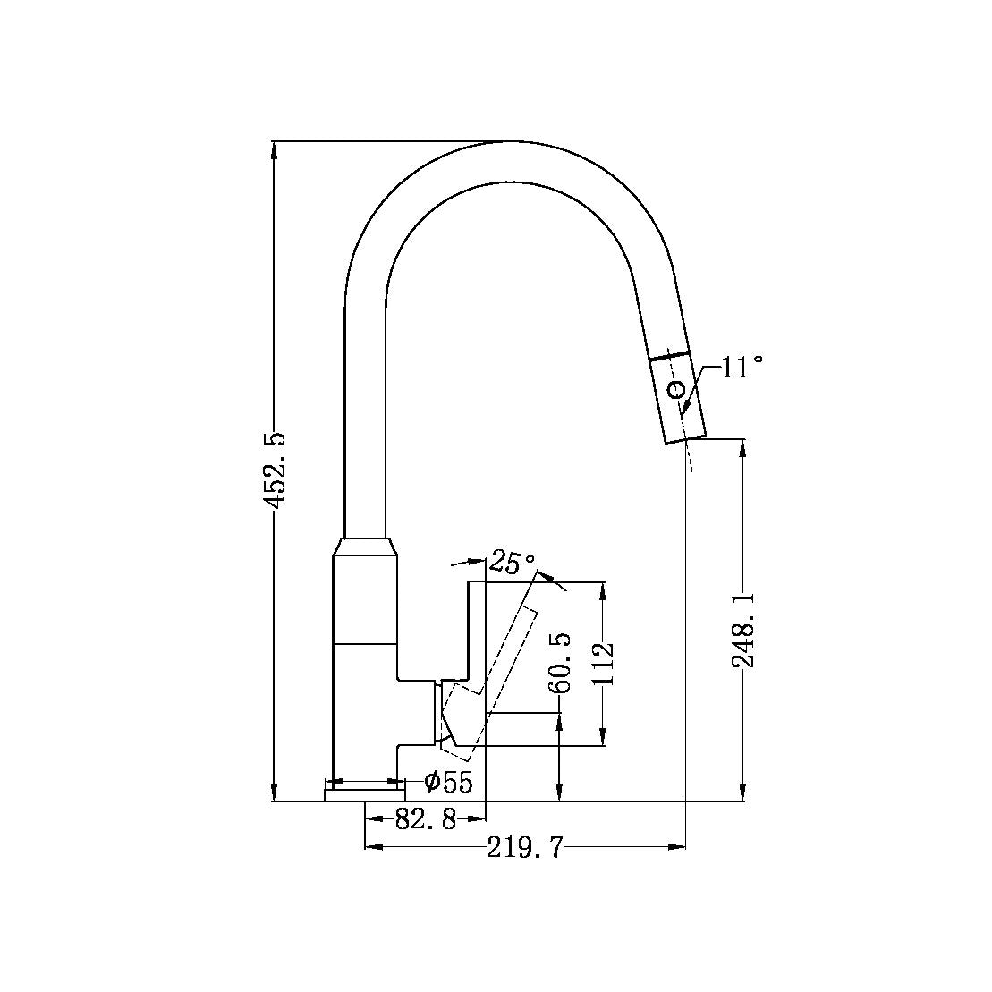 Nero Pearl Gooseneck Pullout Sink Mixer with Vegie Spray Chrome & Matte Black NR231708MB