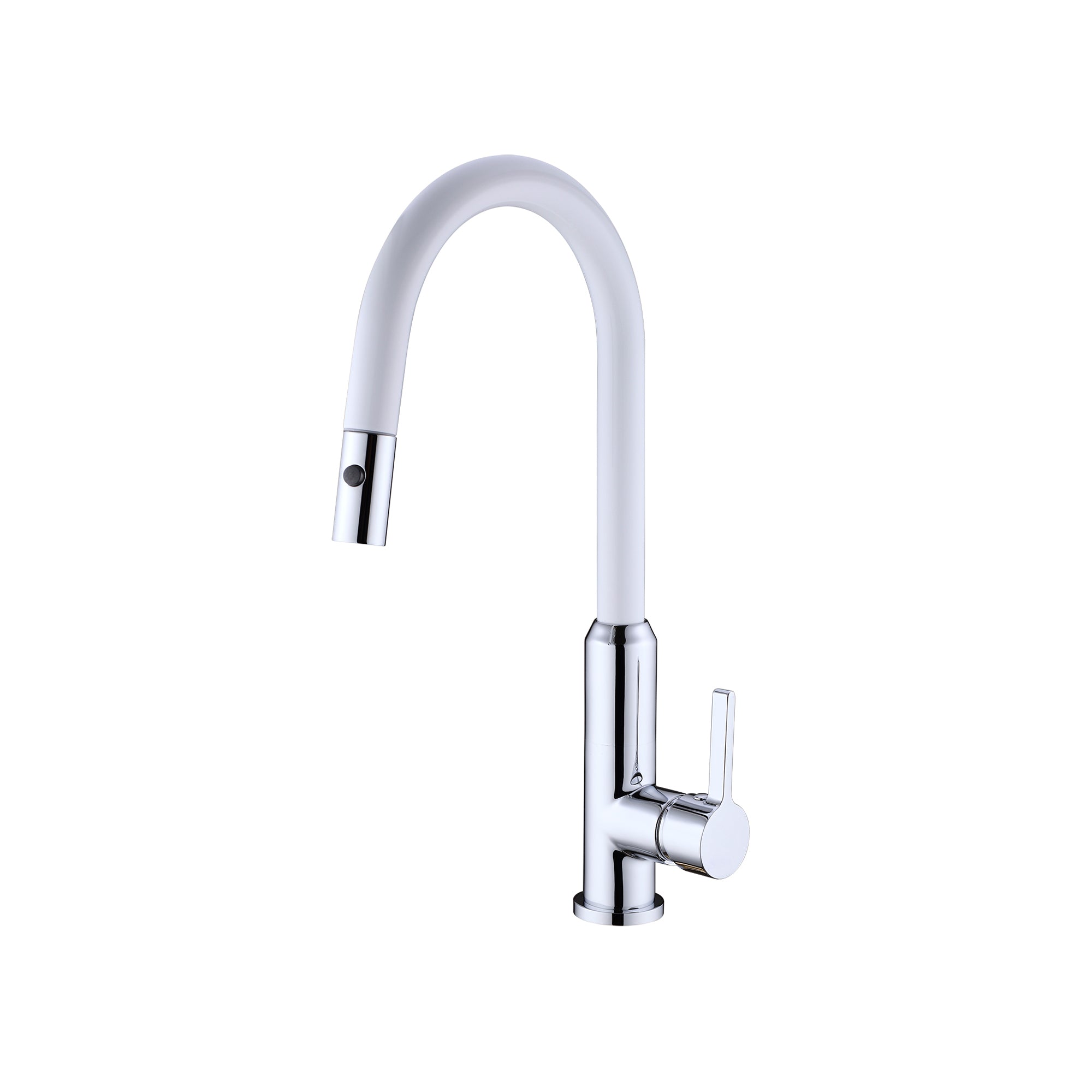 Nero Pearl Gooseneck Pullout Sink Mixer with Vegie Spray Chrome & White NR231708CW