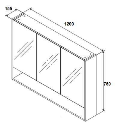 Riva PVC 1200 X 750mm Pencil Edge Shaving Cabinet