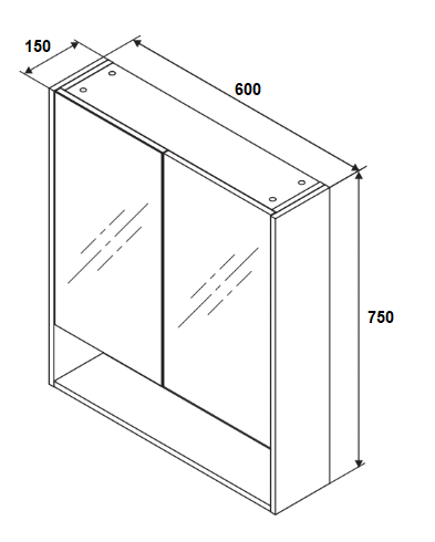 Riva PVC 600 X 750mm Pencil Edge Shaving Cabinet