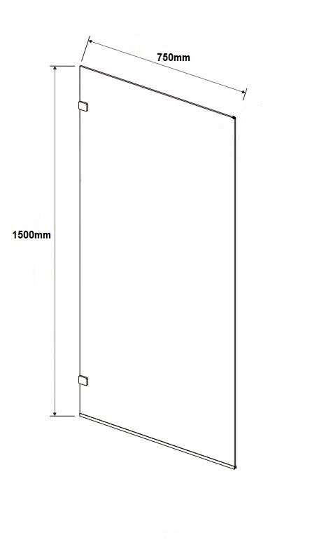 750 X 1500mm Frameless Fixed Bath Screen