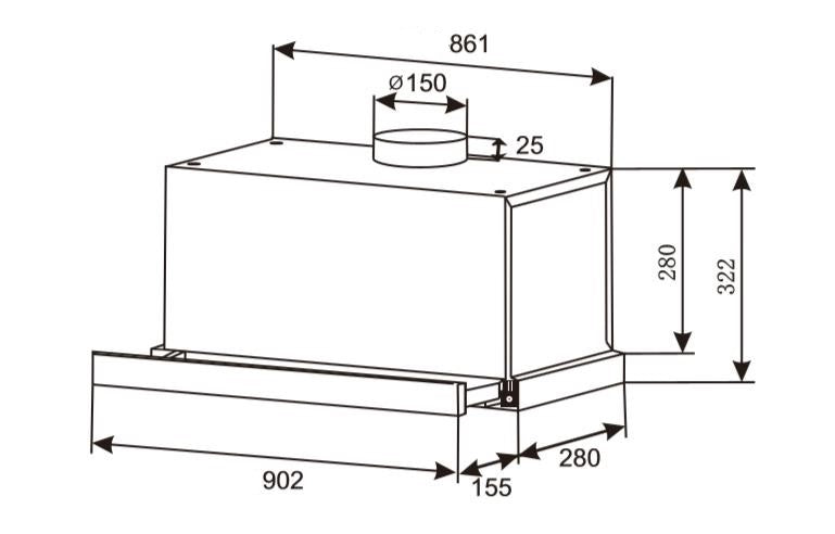 Kleenmaid 90cm Slideout Hood RHSO91