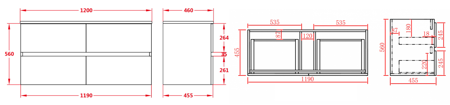 Riva 1200mm PVC Wall Hung Vanity