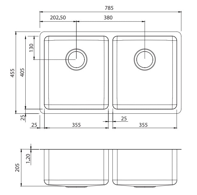 Oliveri Sonetto Double Bowl Universal Sink SN63TU