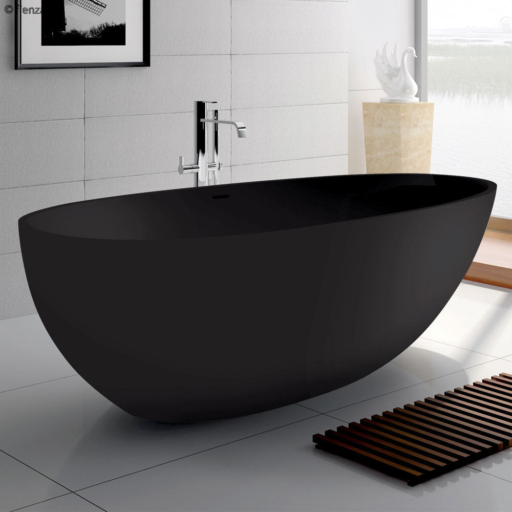 Fienza 1700 Freestanding Matte Black Stone Bath ST03-MB