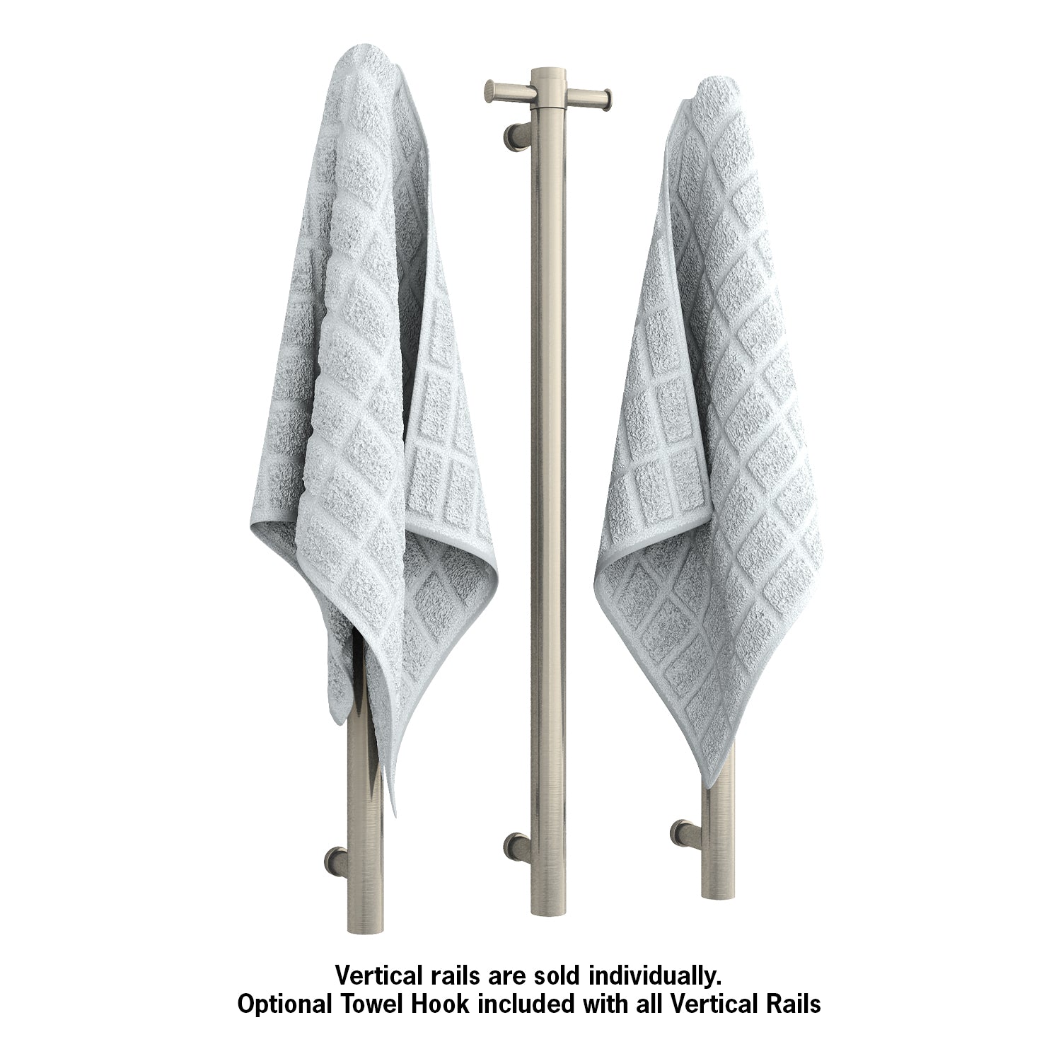 Thermogroup Round Vertical Single Heated Towel Rail Brushed Nickel VS900HBN