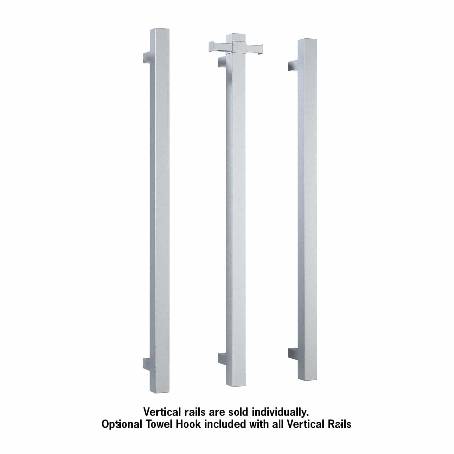 Thermogroup Square Vertical Single Bar Heated Towel Rail Chrome VS900SH