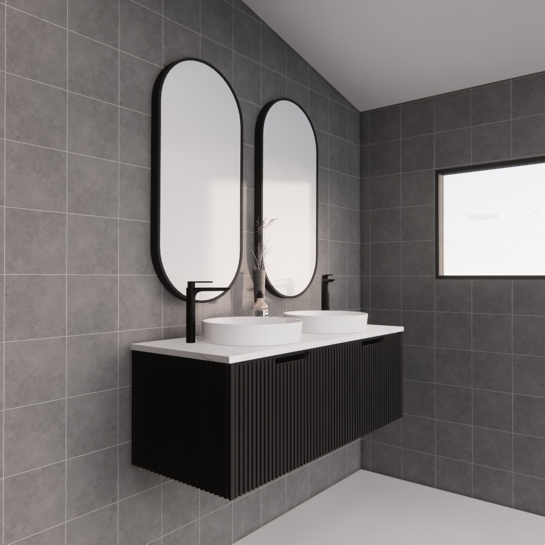 Vienna Matte Black Wall Hung Vanity