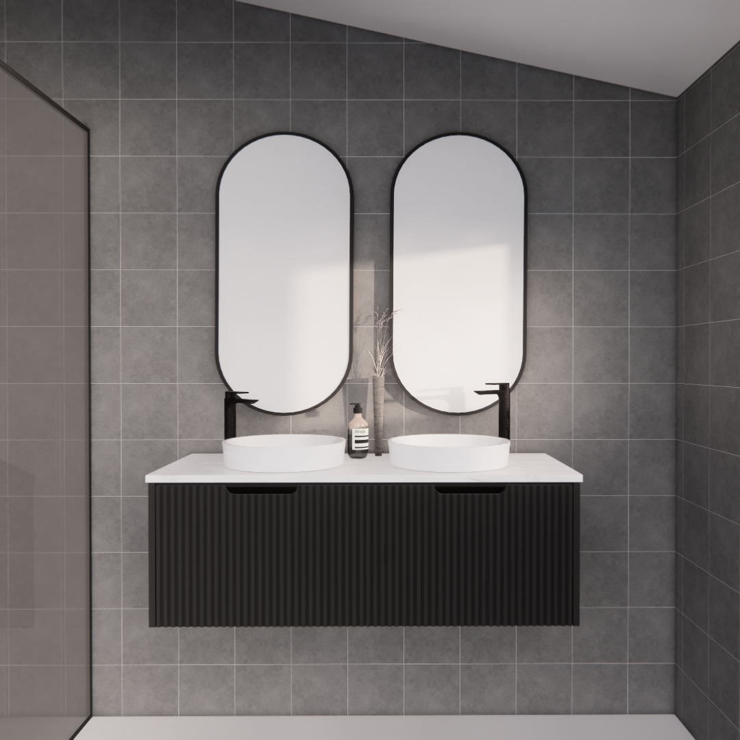 Vienna Matte Black Wall Hung Vanity