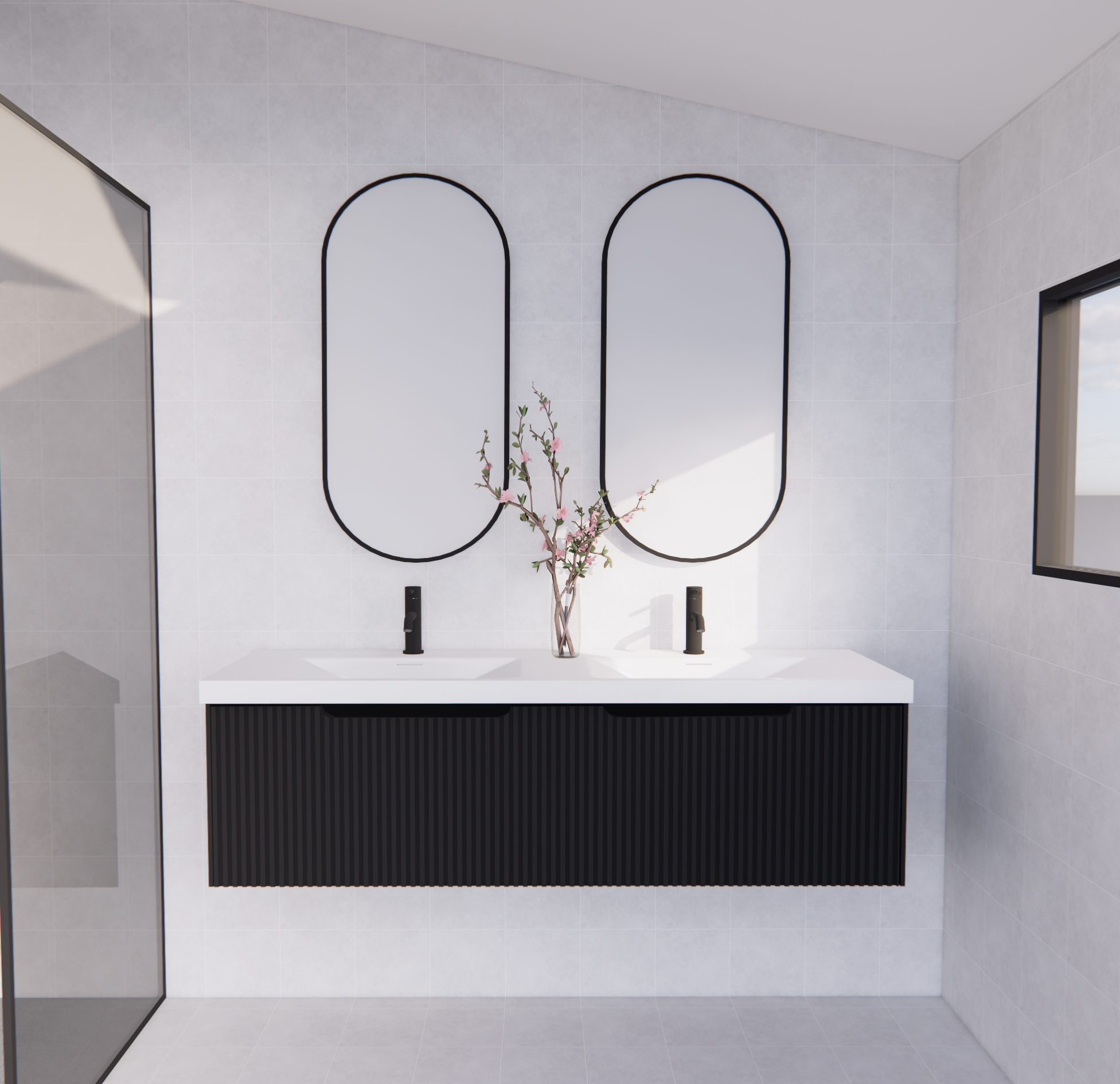 Vienna Matte Black Wall Hung Vanity