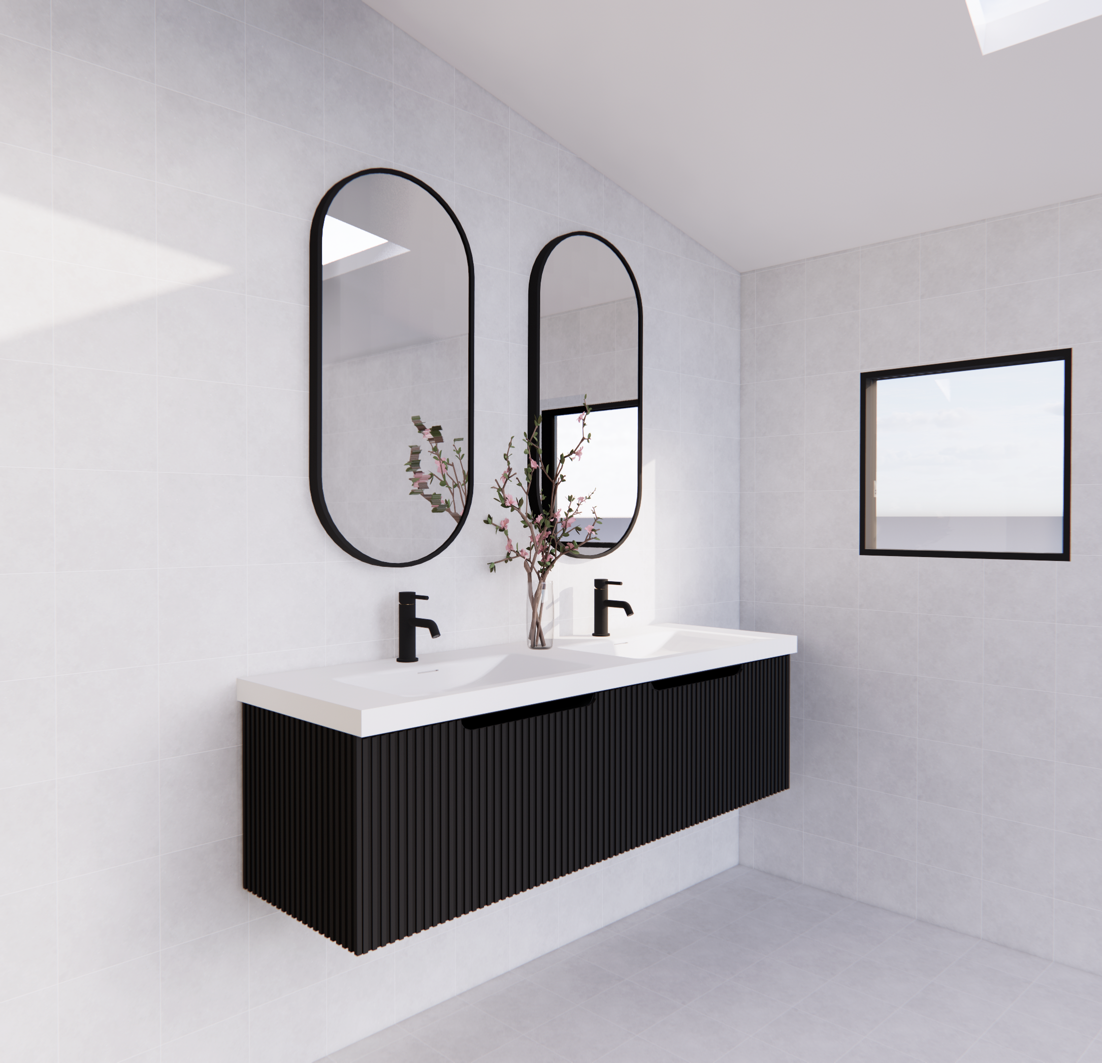 Vienna Matte Black Wall Hung Vanity