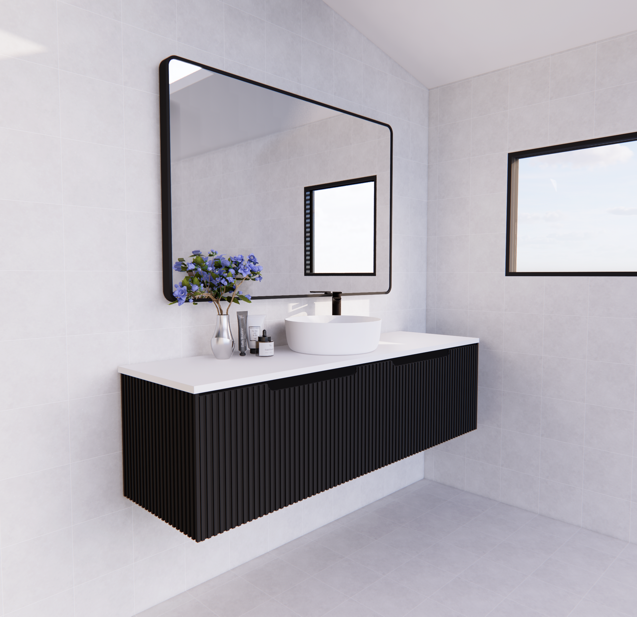 Vienna Matte Black Wall Hung Vanity