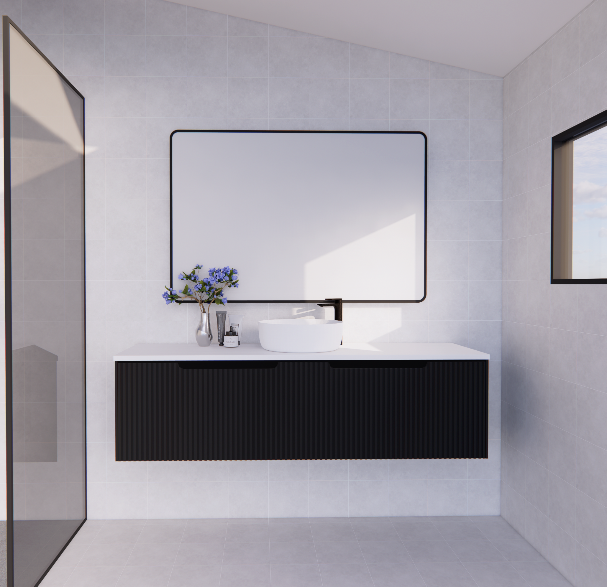 Vienna Matte Black Wall Hung Vanity