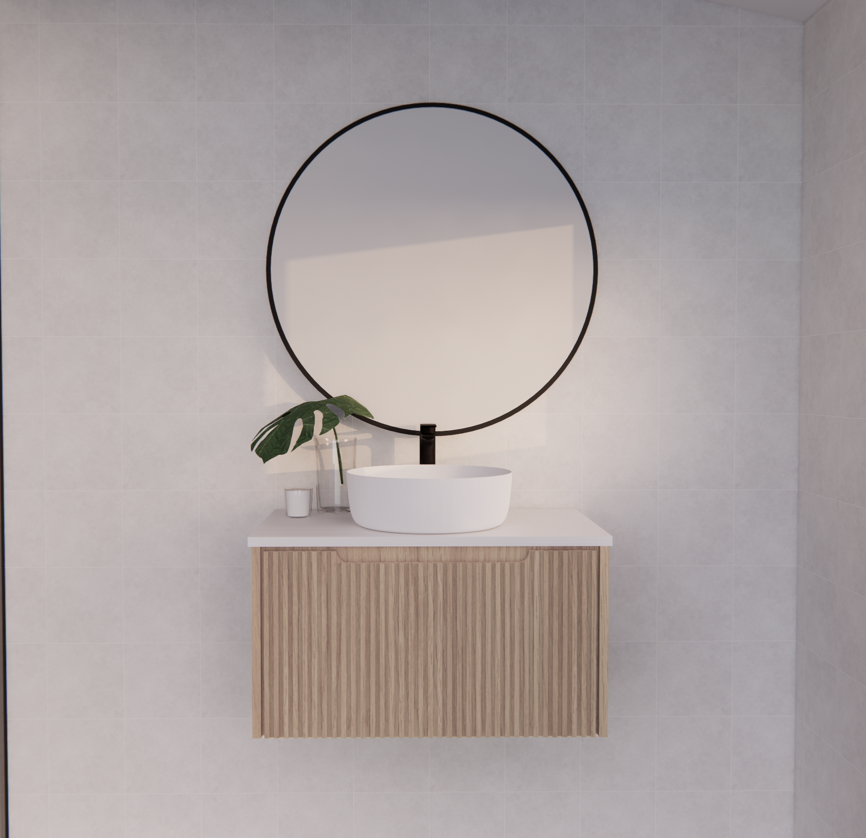 Vienna American Oak Wall Hung Vanity