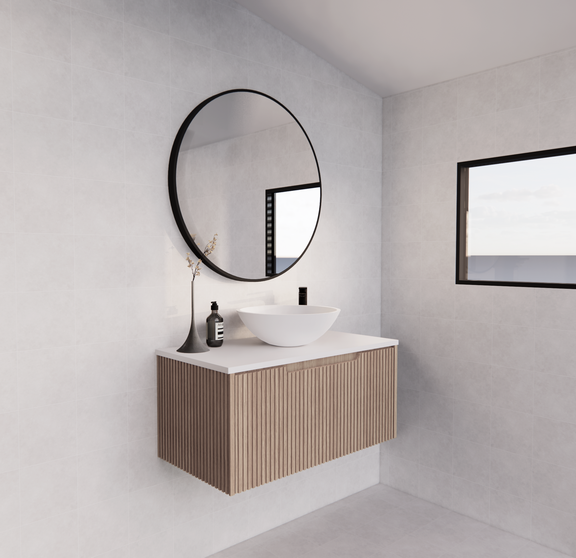 Vienna American Oak Wall Hung Vanity