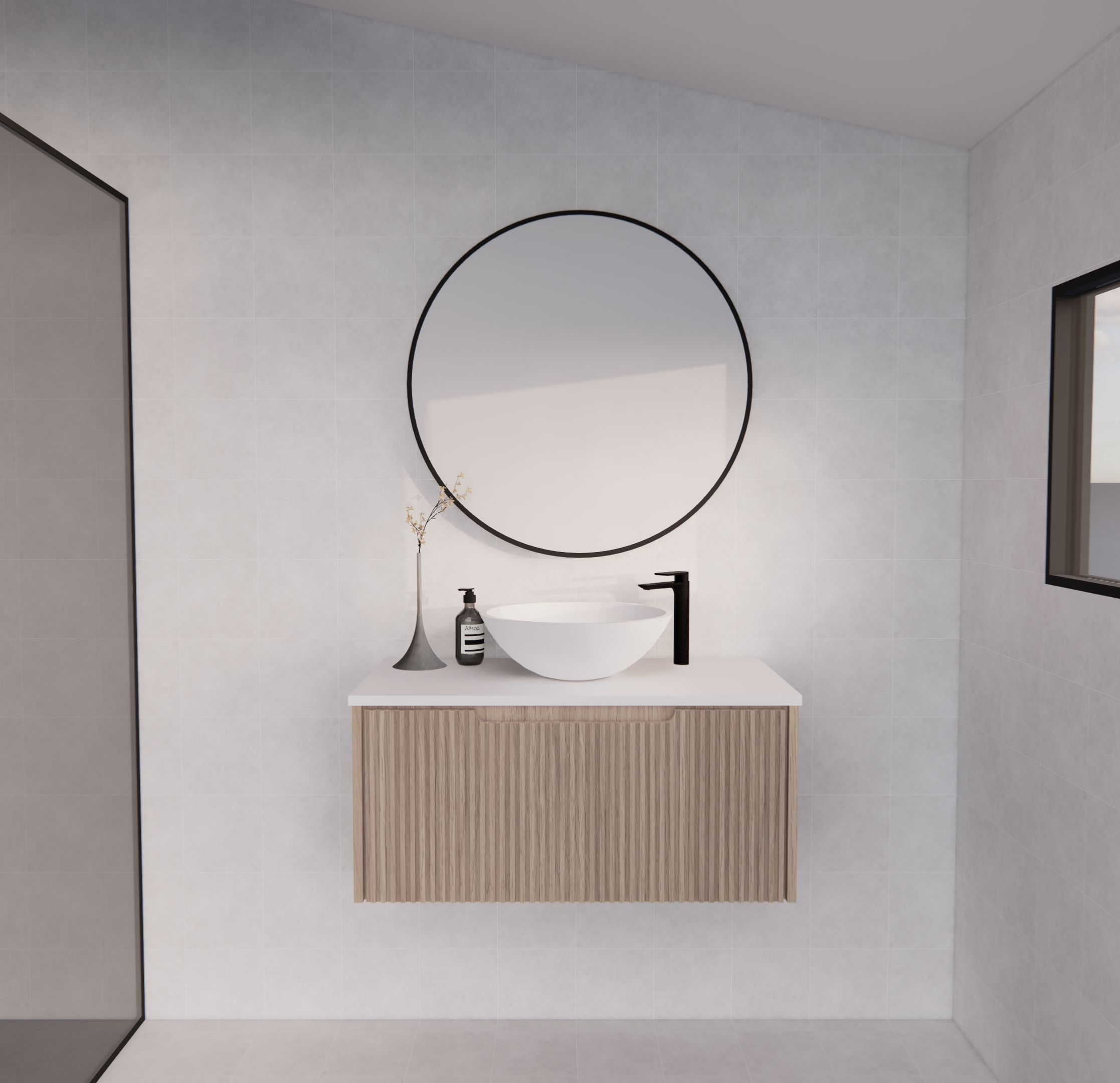 Vienna American Oak Wall Hung Vanity