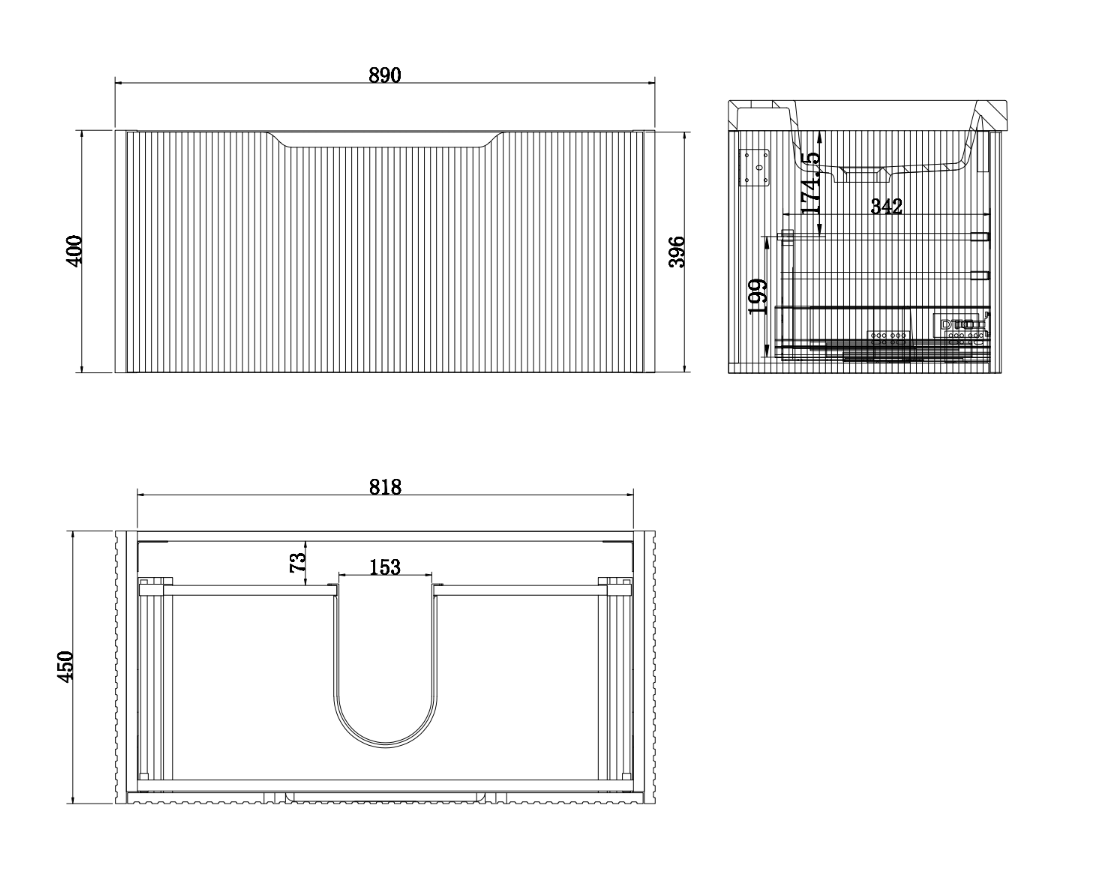 Vienna Matte Black Wall Hung Vanity