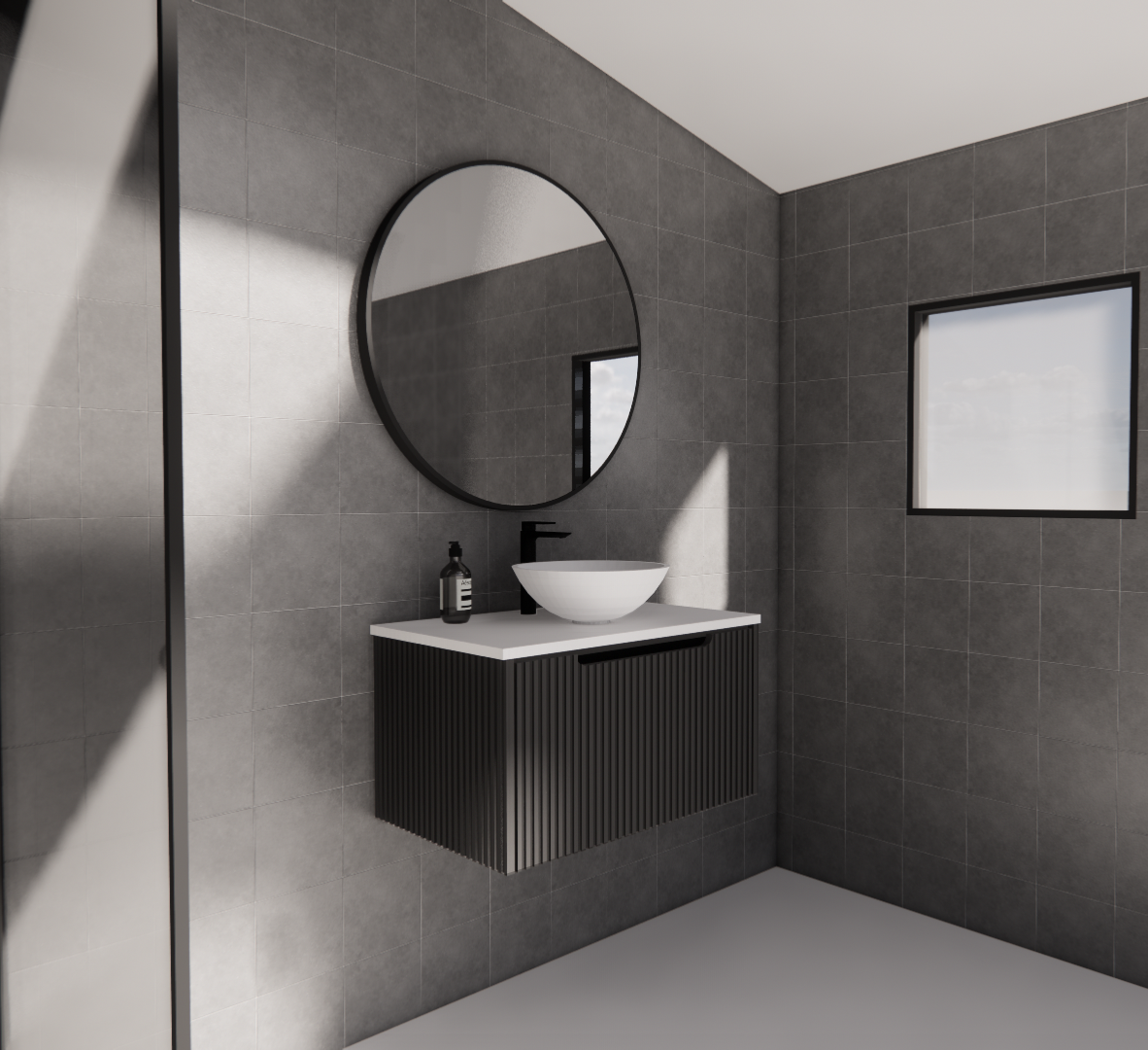 Vienna Matte Black Wall Hung Vanity