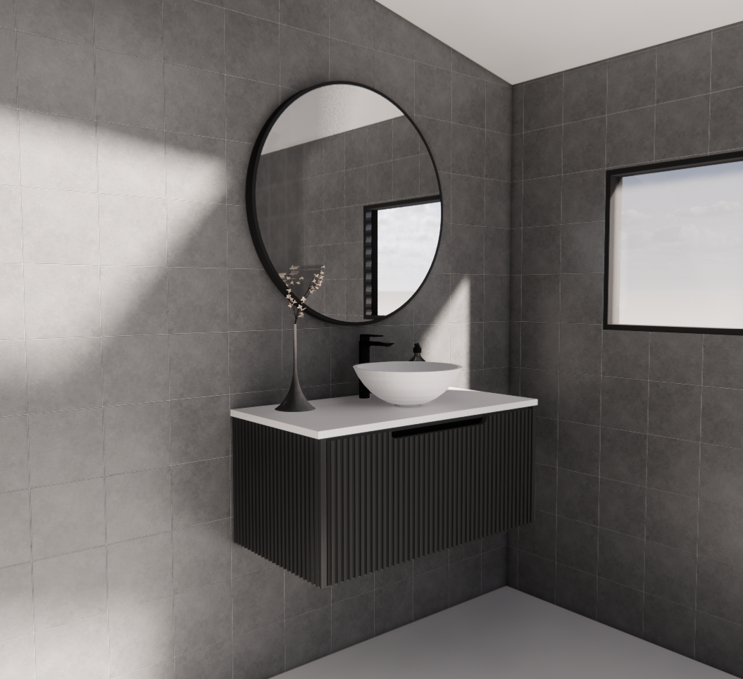 Vienna Matte Black Wall Hung Vanity