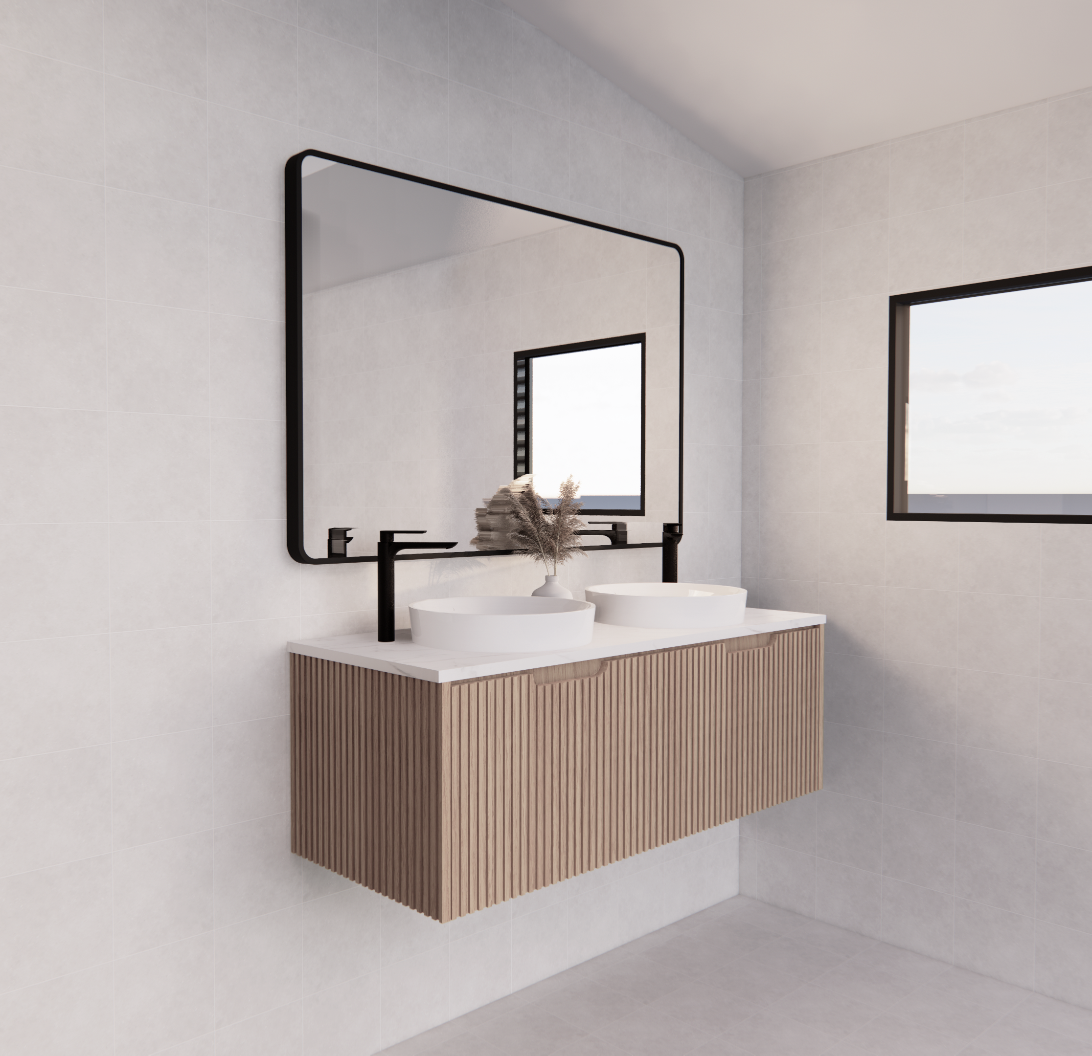 Vienna American Oak Wall Hung Vanity