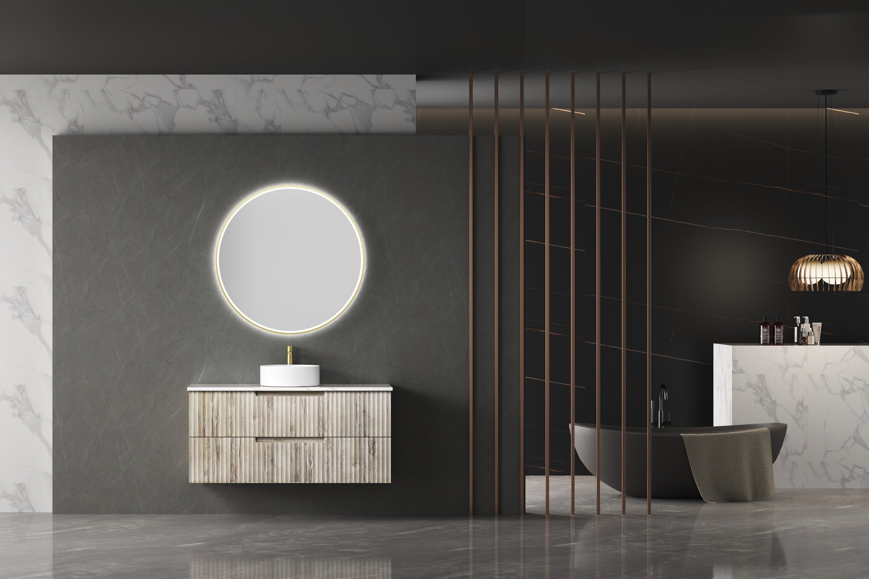 Aulic LED Windsor Brushed Gold Framed Mirror 900mm LMWIN-900-BG