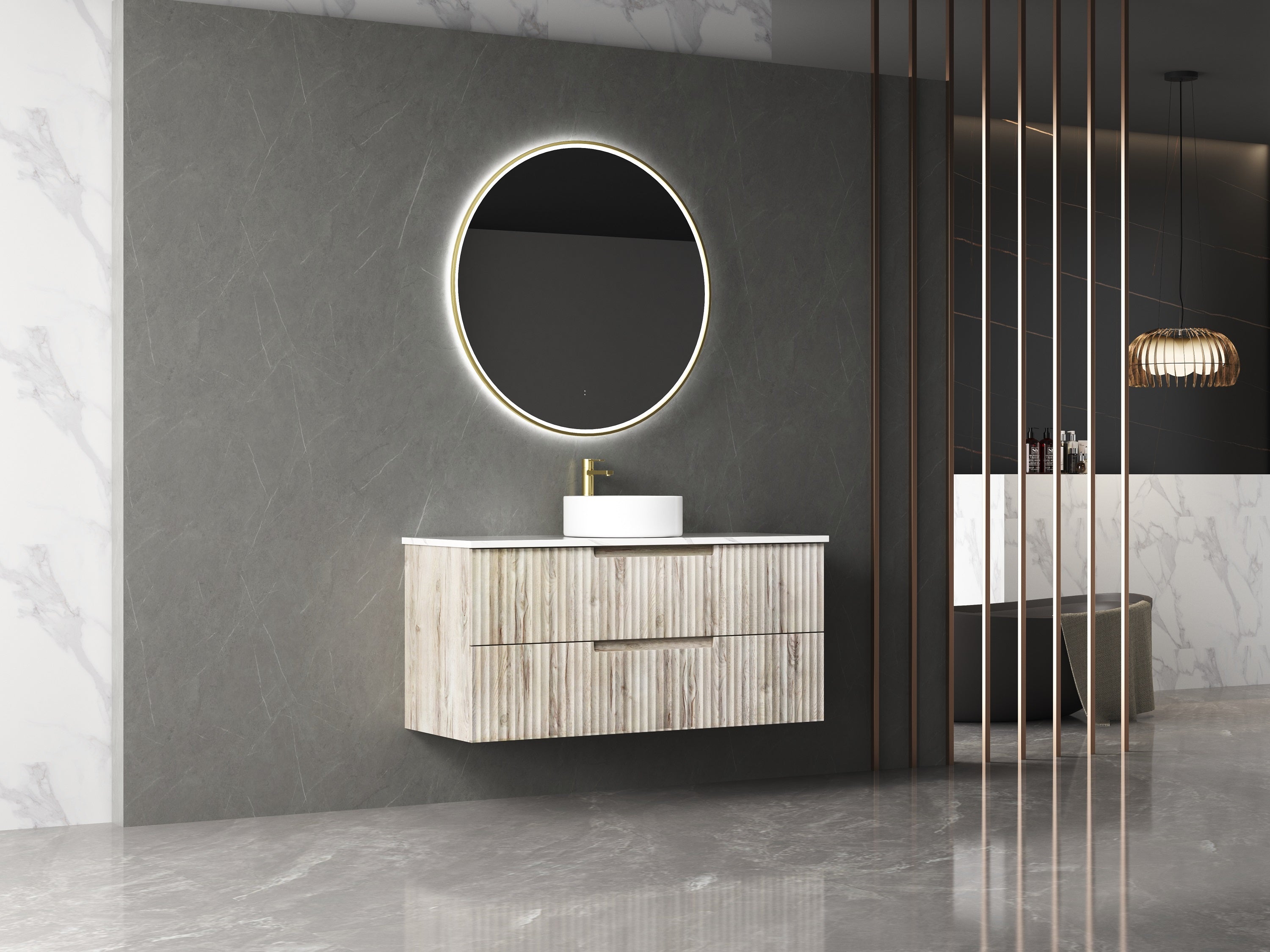 Aulic LED Windsor Brushed Gold Framed Mirror 900mm LMWIN-900-BG