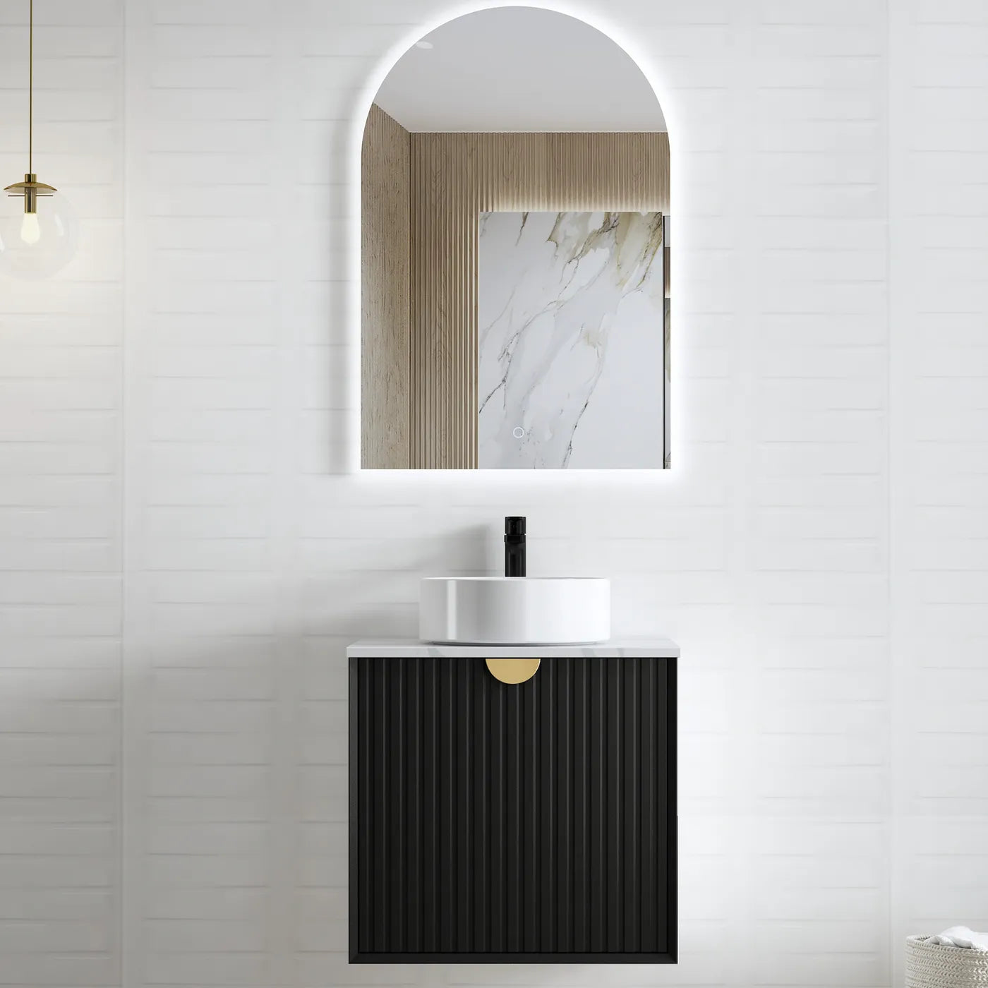 Otti Marlo Fluted Vanity Matte Black